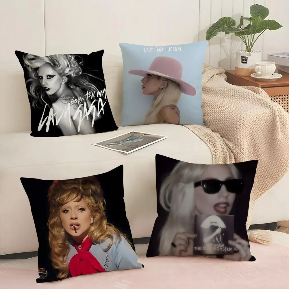 Lady Gaga Linen Cushion Cover | Breathable Pillowcase Hidden Zipper Decorative Pillow Cover Axl