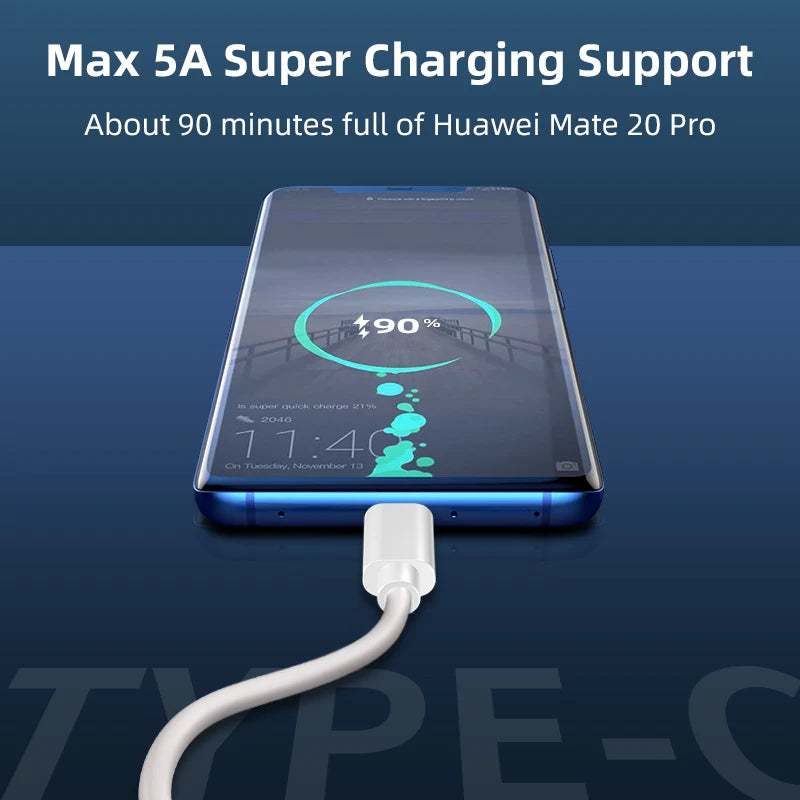 2M USB-C Fast Charge Cable 5A – Samsung, Huawei, Xiaomi USB-C Charging Cable Axl