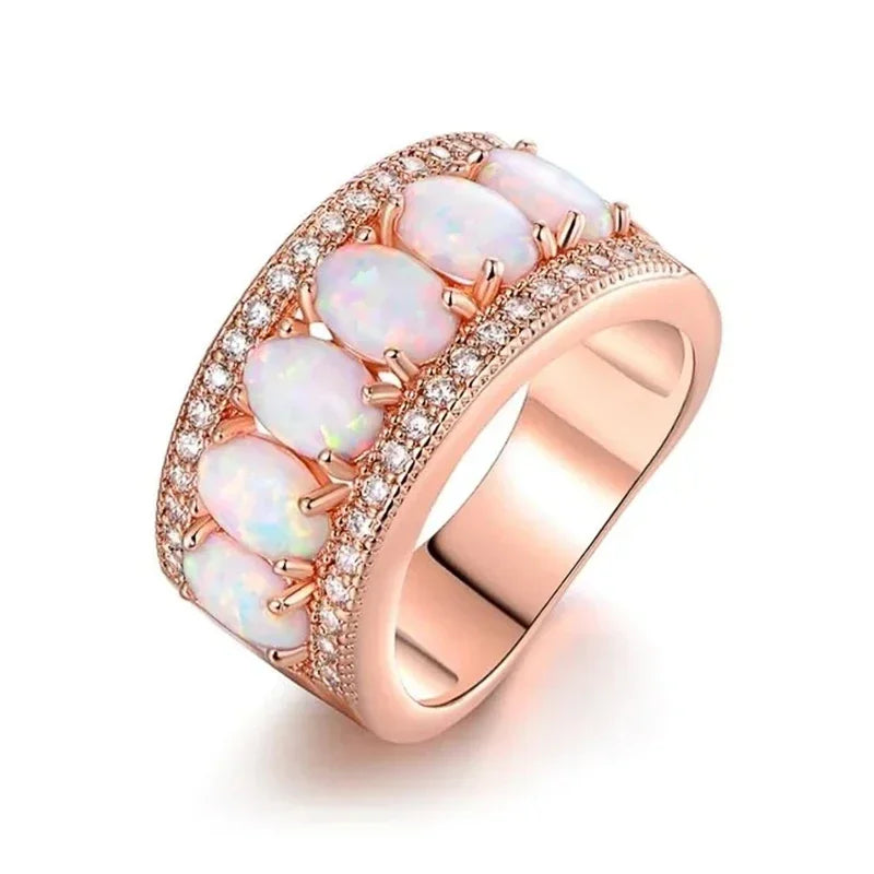 Huitan Imitation Opal Ring – Women's Fashion Wedding Band Fashion Ring Axl