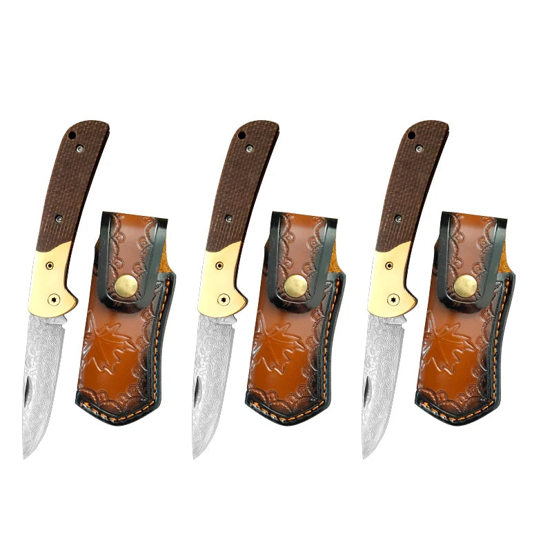 InLeung Damascus Steel Boning & Kitchen Cleaver Knife Damascus Kitchen Knife Axl 3BT Folding Knife