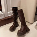 Women's Knee-High Knight Boots | British Style Thick Sole Knee-High Boots Axl brown 40