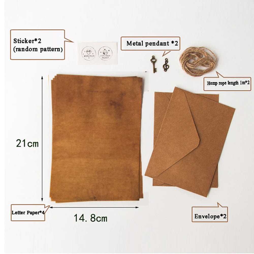 Vintage Kraft Paper Envelope Set | European Letter Writing Kit Stationery Writing Set Axl style1