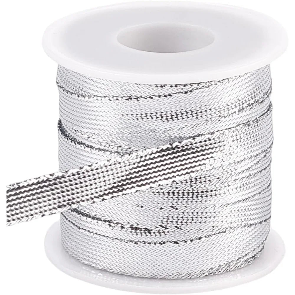 Sparkle Silver Nylon Ribbon – Dreadlock Braid & Gift Wrap 38 yd Craft Ribbon Axl AECH04-17599
