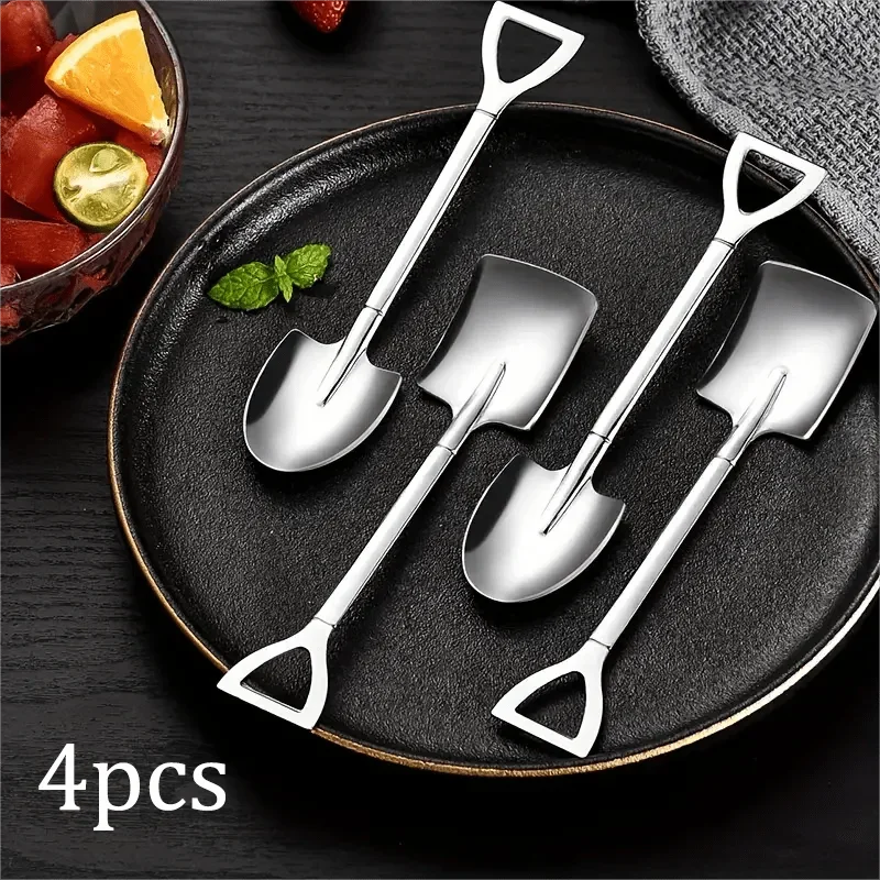 4-Piece Stainless Steel Dessert Spoons – Ice Cream & Fruit Set Dessert Spoon Set Axl