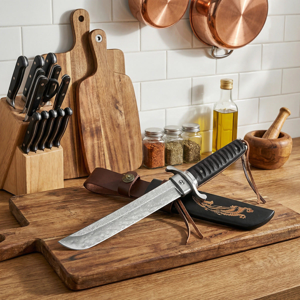 Damascus Chef's Knife – 19cm Japanese Boning Kitchen Knife Damascus Kitchen Knife Axl