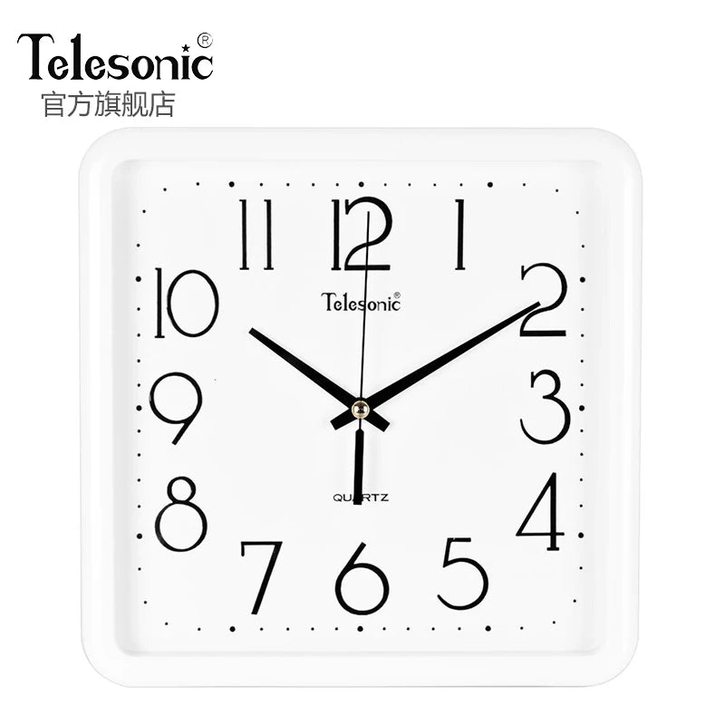 Modern Square Silent Wall Clock – 14" Large Living Room Decor Silent Wall Clock Axl White 10 Inch