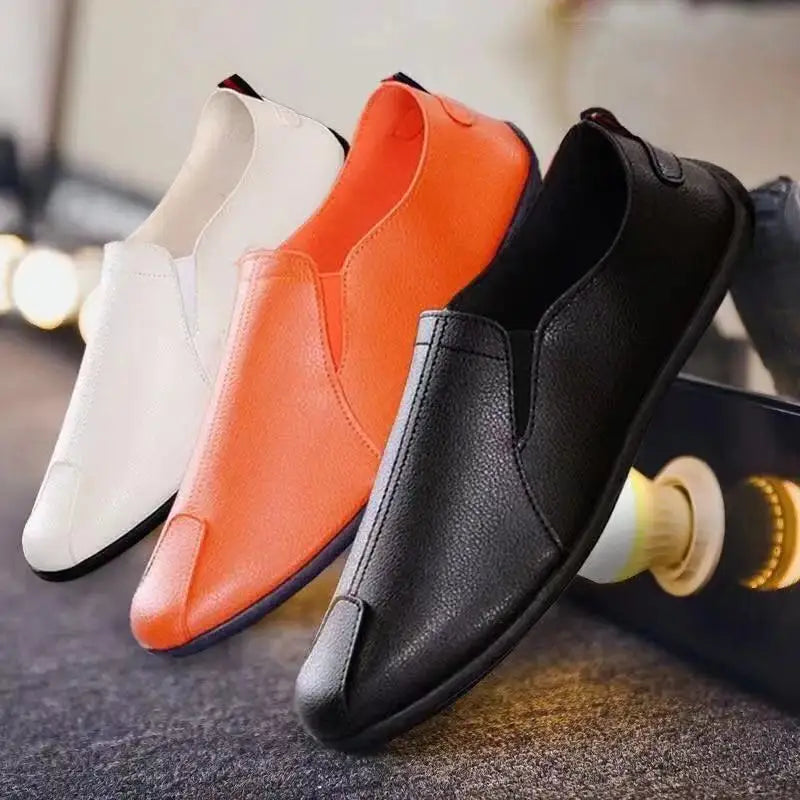 Men's Slip-On Leather Loafers – Lightweight Casual Flat Shoes Men's Casual Loafers Axl
