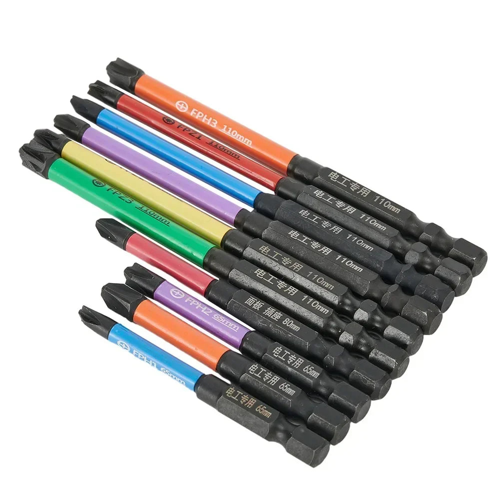 10pc Magnetic Electrician Screwdriver Bit Set 65–110mm Cross Screwdriver Bit Set Axl