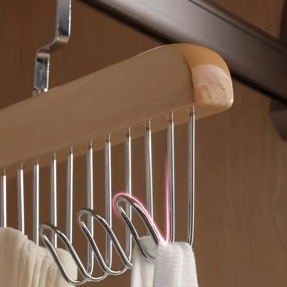 Solid Wood 8-Hook Wall Hanger Rack for Coats, Hats & Bags Wall Hook Rack Axl