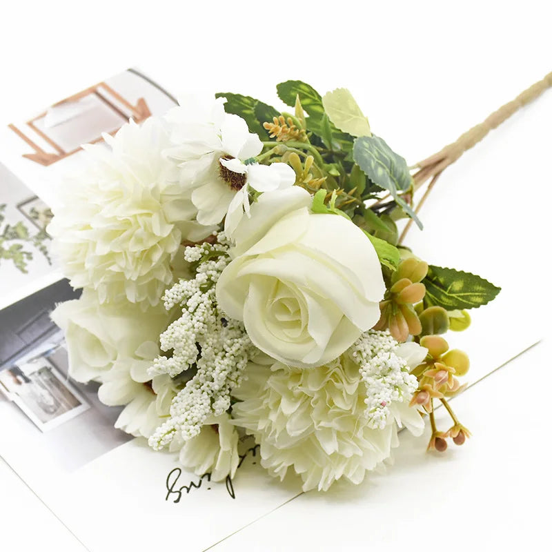 Artificial Silk Rose Bouquet – Bridal, Wedding & Home Décor Artificial Flower Bouquet Axl color 1 1 pc