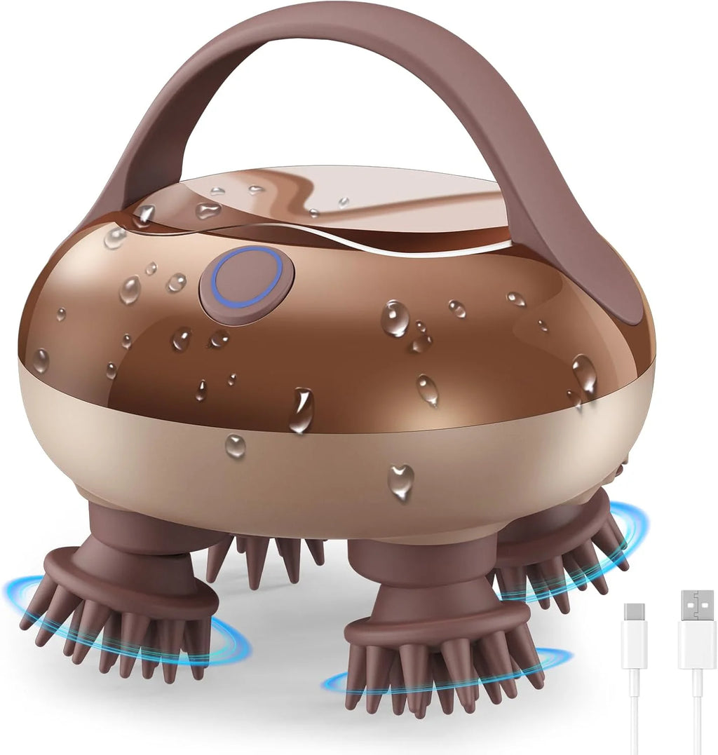 Electric Scalp Massager IPX6 Waterproof – Rechargeable Head Scrubber Electric Scalp Massager Axl deep coffee