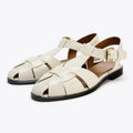 Women's Flat Gladiator Sandals – Metal Ankle Buckle Style Flat Gladiator Sandals Axl Beige 39
