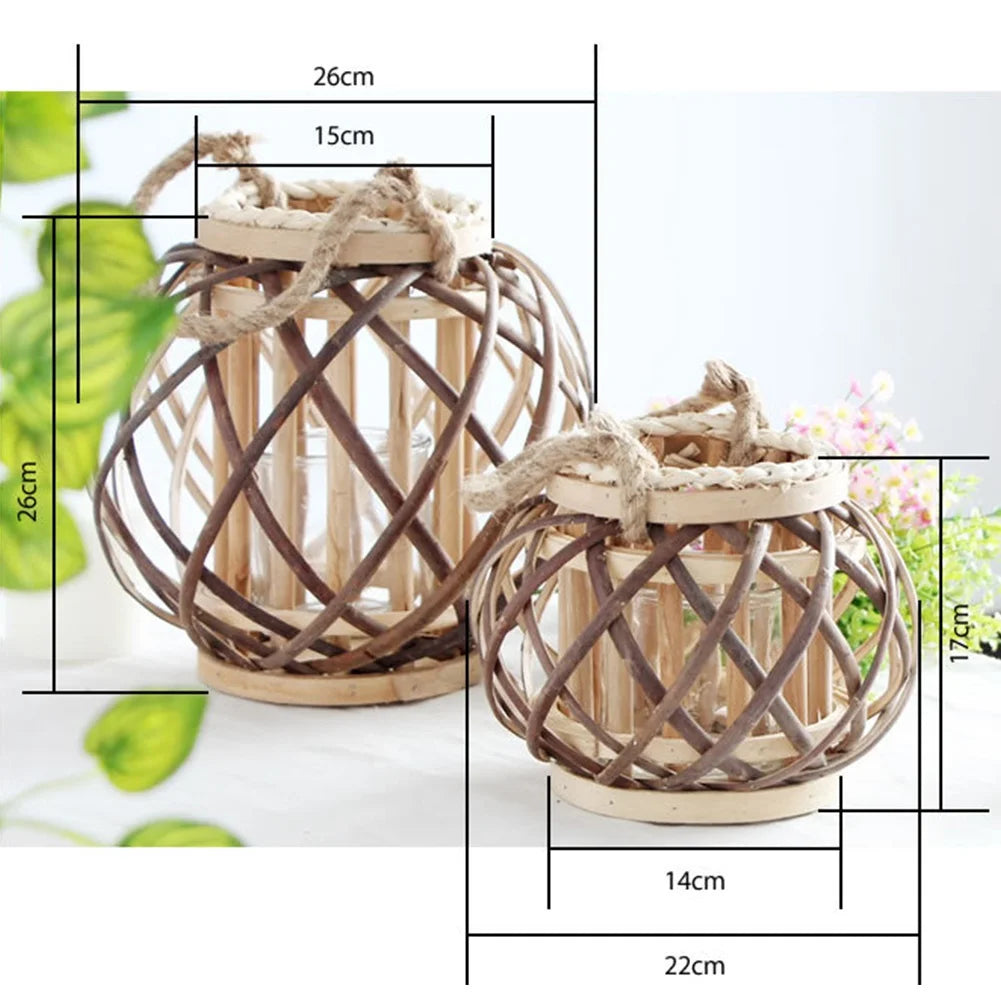 Vintage Wicker Lantern Tealight Candle Holder | Boho Home Decor Candle Lantern Holder Axl
