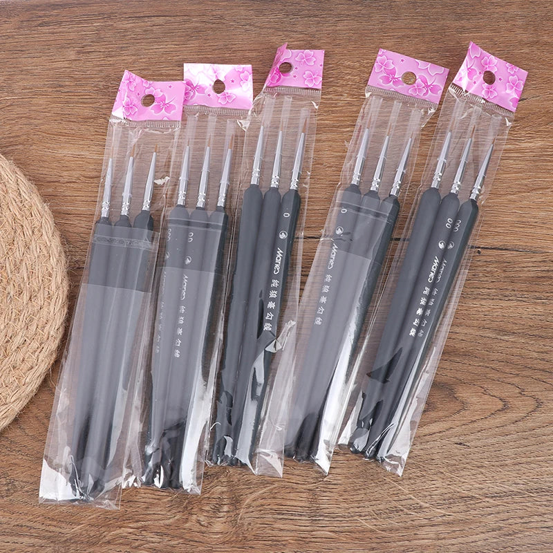3-Piece Miniature Paint Brush Set – Sizes 0, 00, 000 Fine Detail Miniature Paint Brushes Axl
