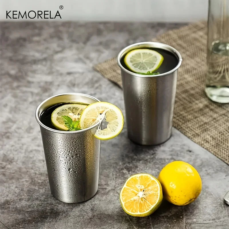 KEMORELA 4-Pack Stainless Steel Camping Cups 300–500ML Stainless Steel Tumblers Axl