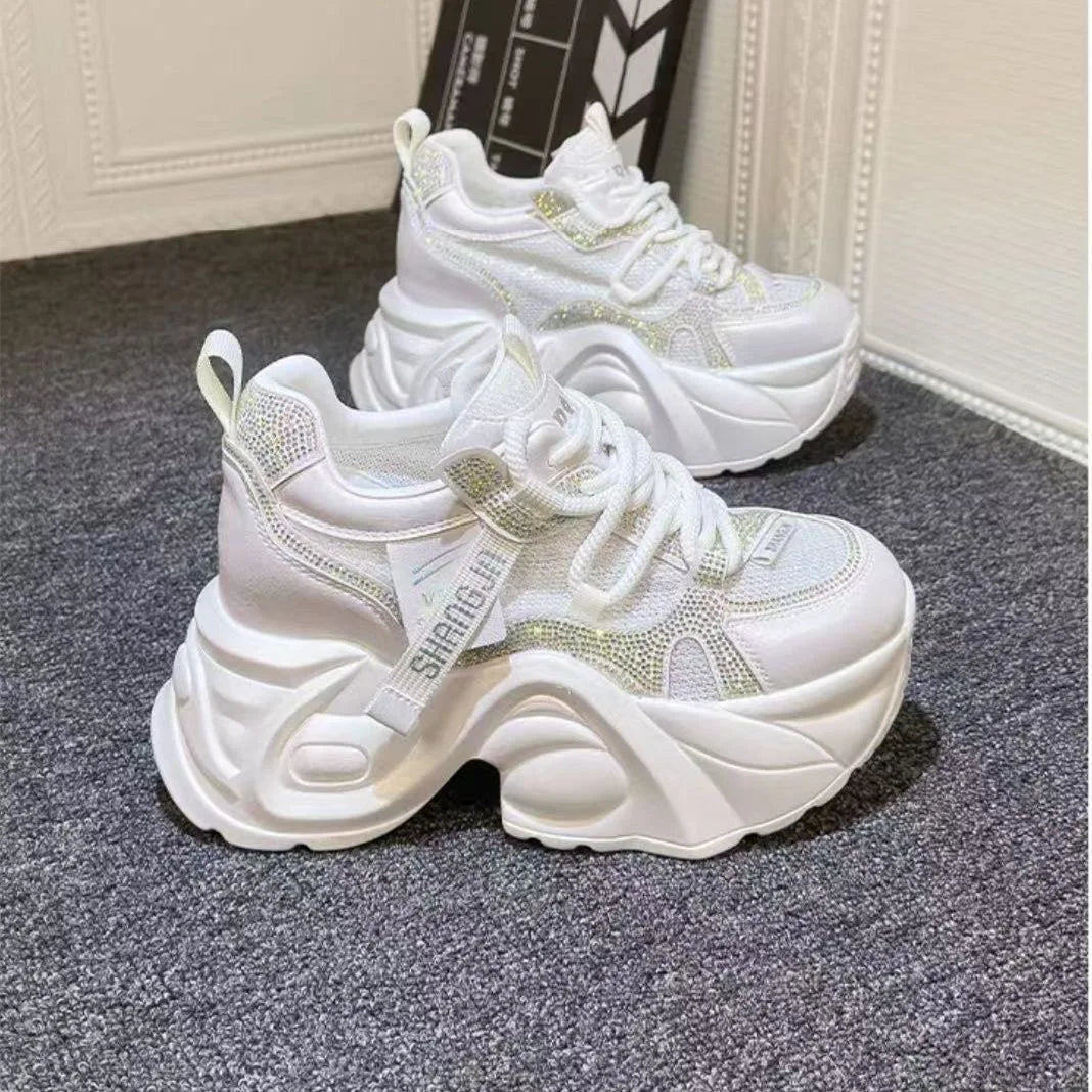 Women's Thick Platform Sneakers – Casual Breathable Fashion Shoes Platform Sneakers Axl White 37