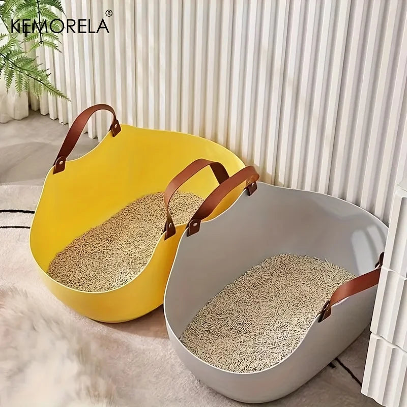 KEMORELA Portable Semi-Enclosed Cat Litter Box with Scoop Cat Litter Box Axl