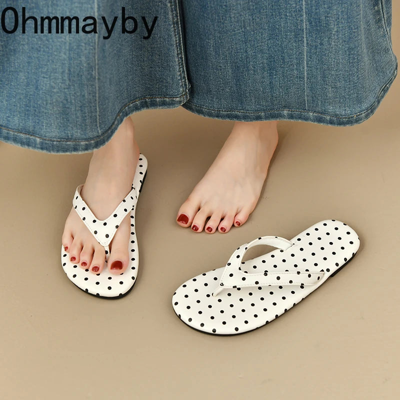 Polka Dot Clip Toe Women's Slippers – Summer Beach Flip Flops Women's Summer Slippers Axl
