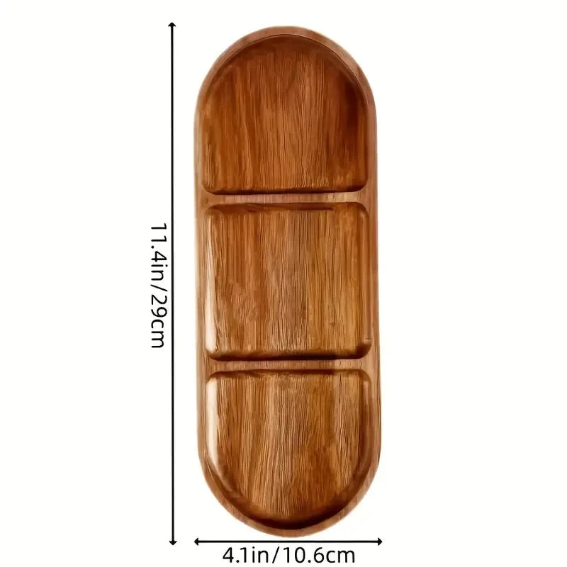Solid Wood Fruit Tray – Multi-Size Wooden Snack Serving Plate Wooden Serving Tray Axl Random wood grain A