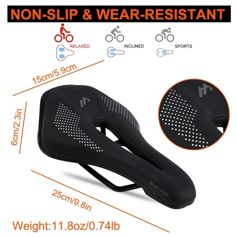 WEST BIKING Ultralight Bike Saddle – Hollow PU Leather MTB Seat Bicycle Saddle Axl