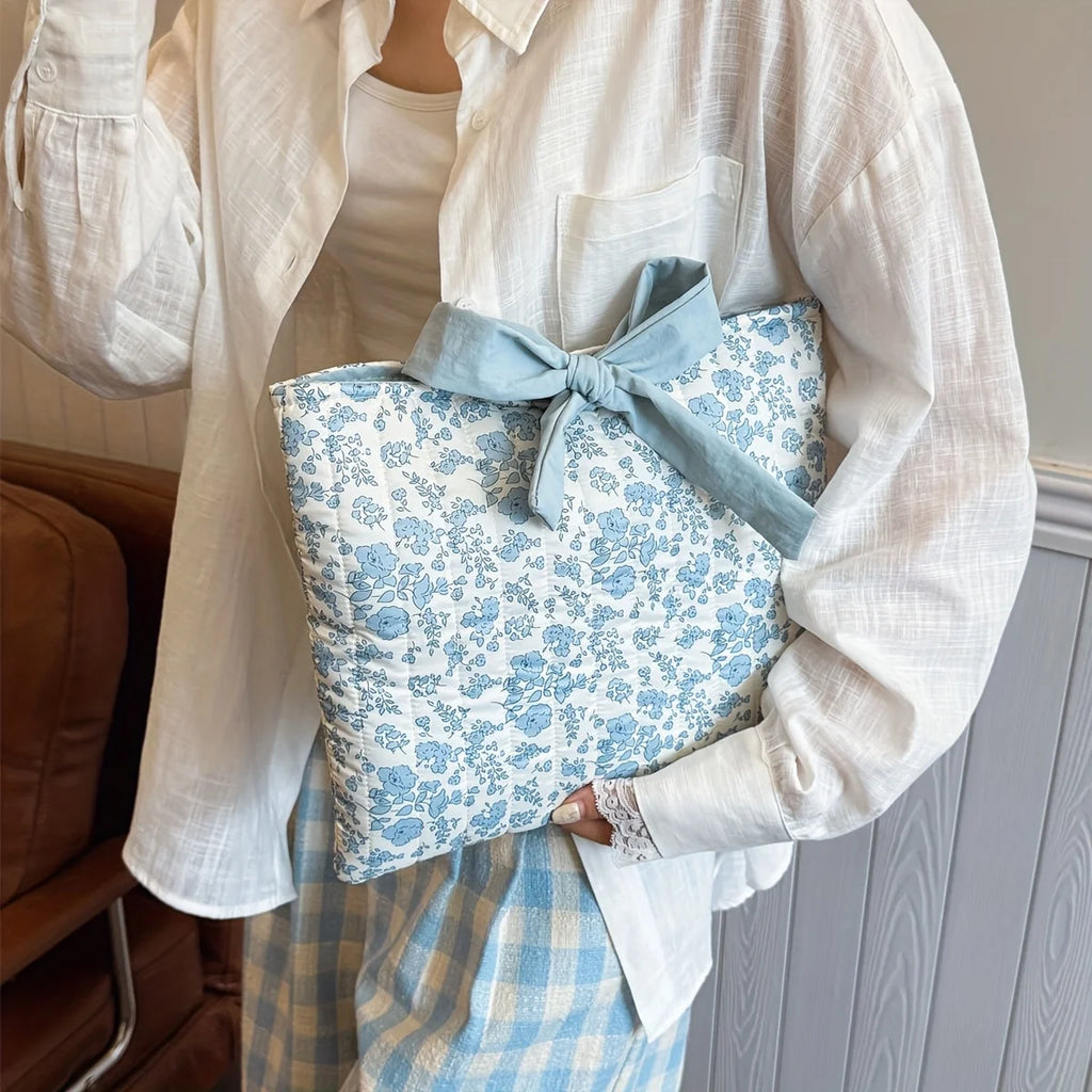 Women's Floral Quilted Tote – Large Book & Cosmetic Organizer Bag Quilted Tote Bag Axl