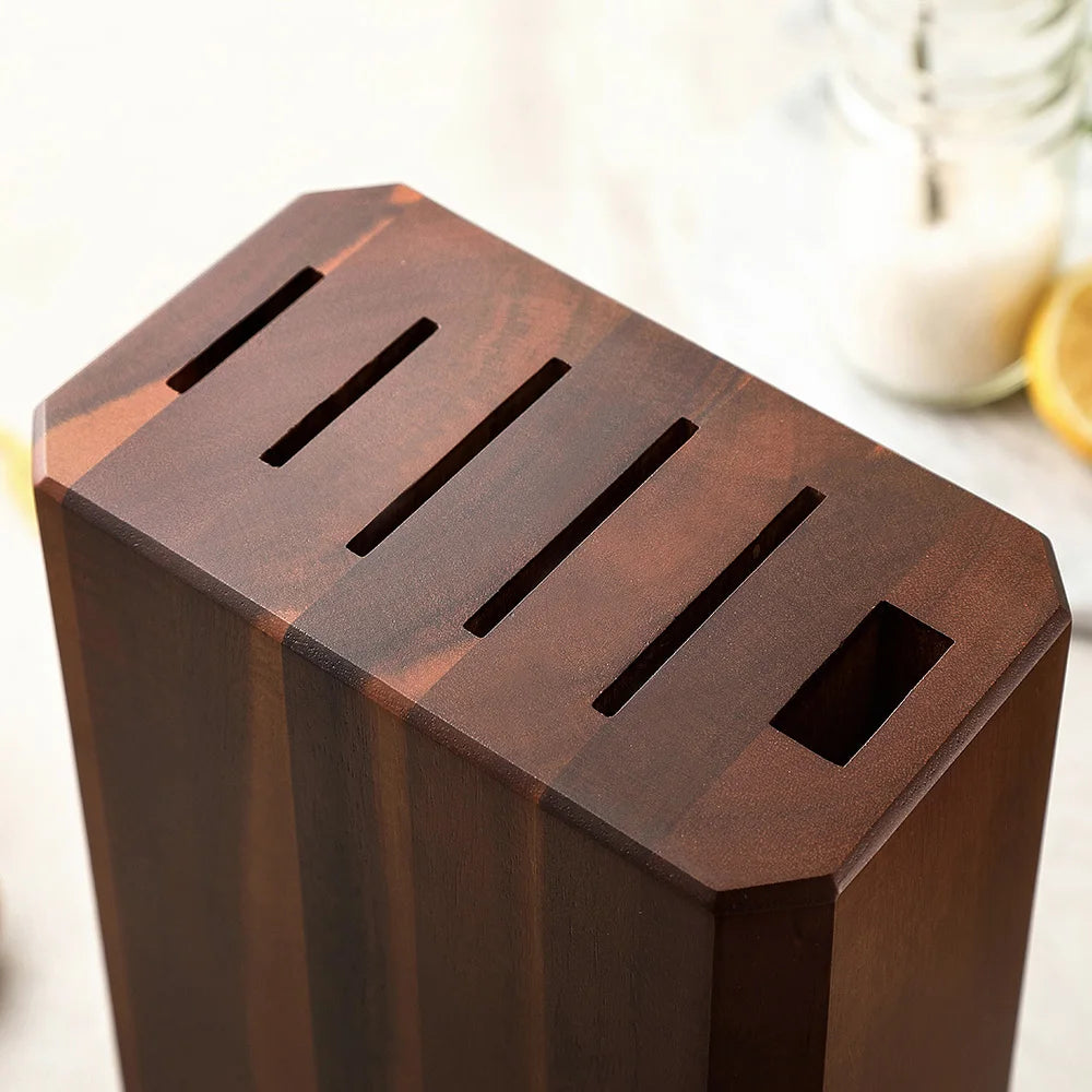 XINZUO Acacia Wood Knife Block – 6-Slot Knife Holder Wood Knife Block Axl