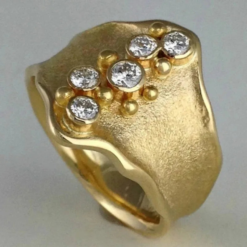 Huitan Wave Ring Cubic Zirconia – Women's Fashion Ring Fashion Ring Axl