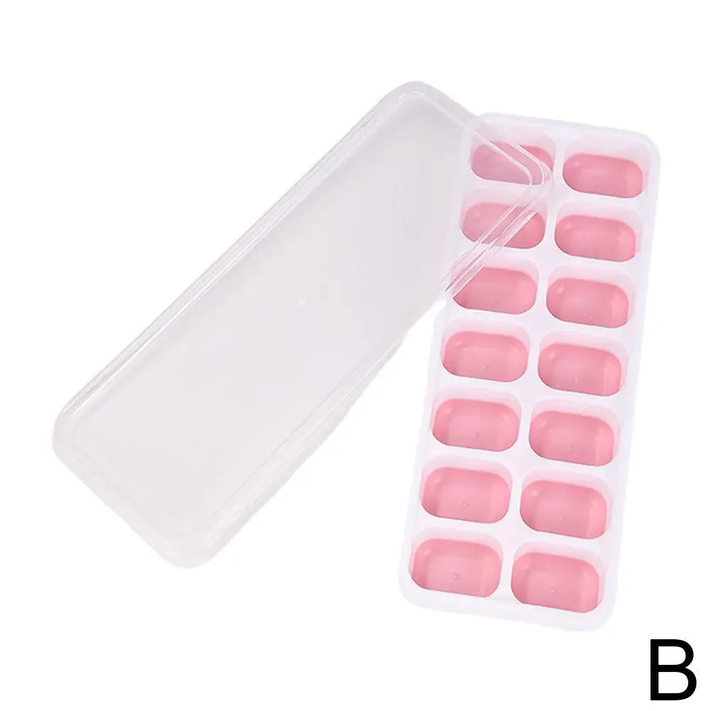 Silicone Ice Cube Tray with Lid – 14-Cube Stackable Mold Silicone Ice Tray Axl B