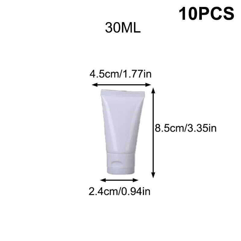 10-Pack Empty Refillable Squeeze Tubes | Flip Top 15–100ml Refillable Cosmetic Tubes Axl C