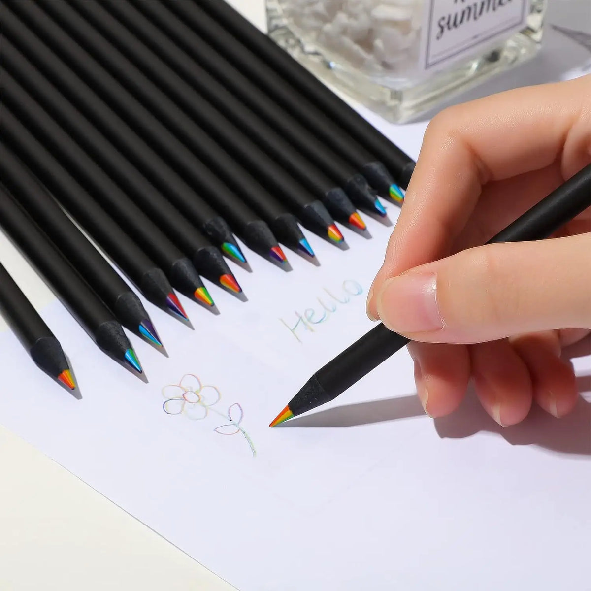 7-in-1 Rainbow Multicolor Pencils – 10/30 Pack Wood HB Pencil Set Multicolor Pencil Set Axl