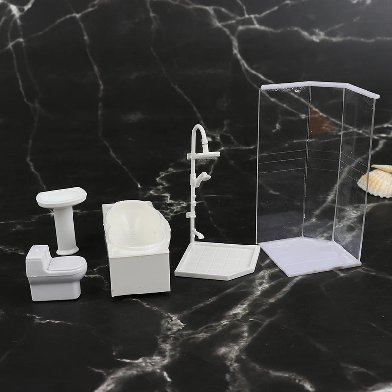 1:25 Dollhouse Miniature Bathroom Set – Toilet, Tub & Sink Dollhouse Accessory Set Axl