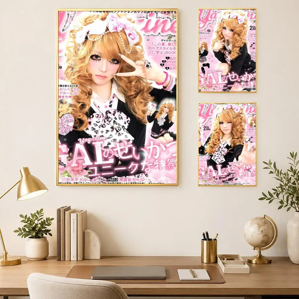 Y2K Gyaru Girl Self-Stick HD PVC Wall Art Poster | Room Décor Wall Art Poster Axl
