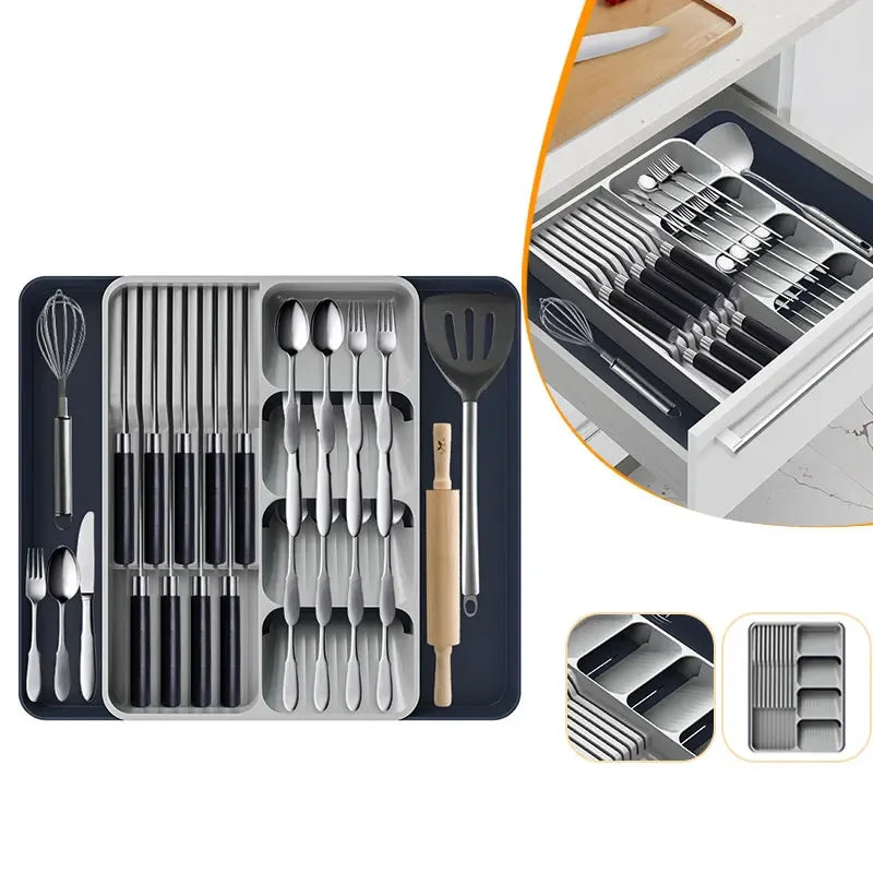 Expandable Silverware Drawer Organizer with Knife Holder Cutlery Drawer Organizer Axl