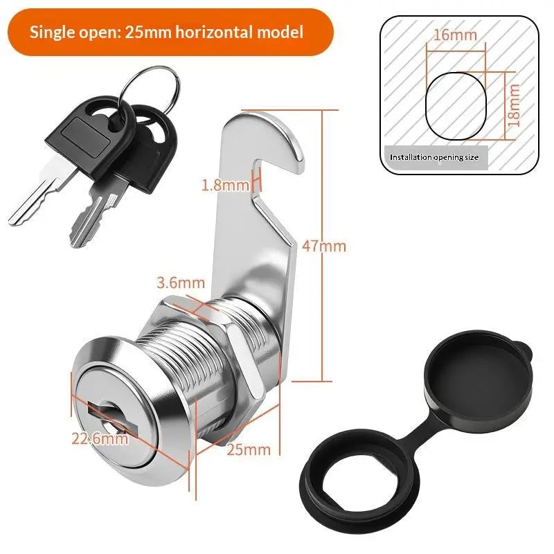 Zinc Alloy Cam Lock Waterproof Cover Cabinet Drawer 2 Keys Cam Lock Axl A3