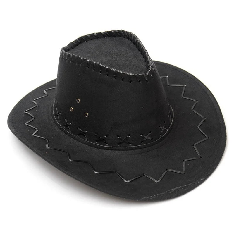 Wide Brim Western Cowboy Hat – Unisex Faux Suede Sun Hat Western Cowboy Hat Axl black