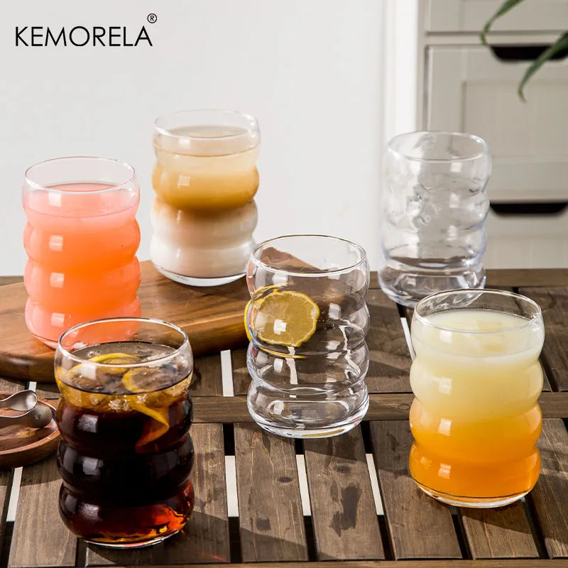 KEMORELA 16oz Glass Tumblers with Straws – Set of 4 Glass Tumbler Set Axl