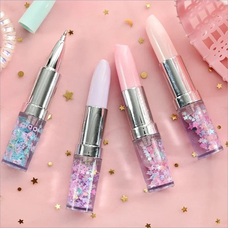 Lipstick Gel Pens 4-Pack | Novelty Quicksand Pens for Students Novelty Gel Pens Axl