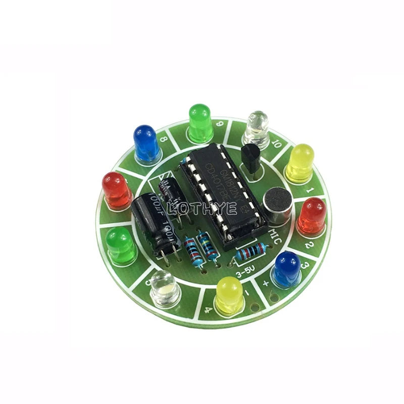 CD4017 Voice-Activated LED DIY Soldering Kit – 10 Color LEDs DIY Electronics Kit Axl