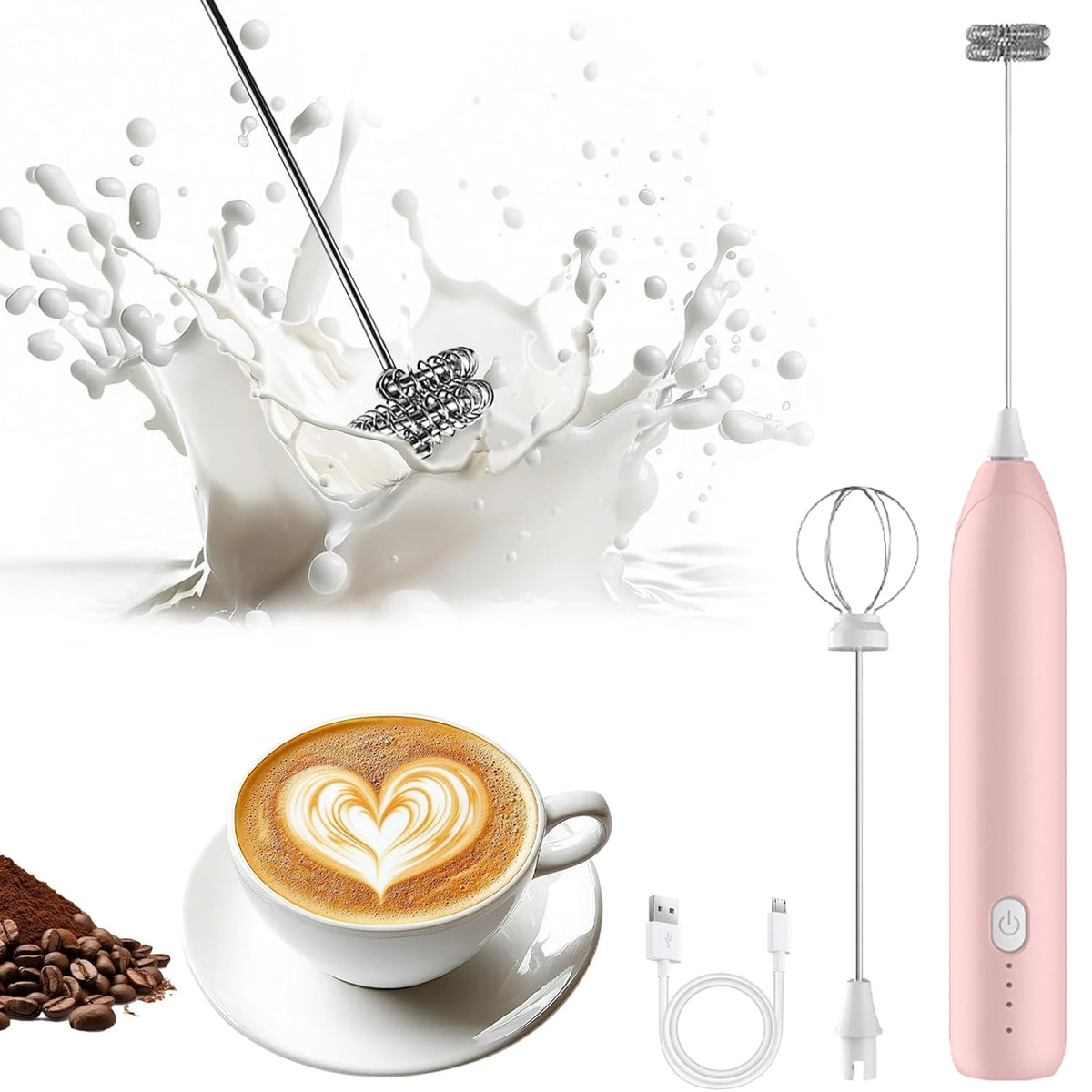 ONEKA Handheld Milk Frother – Electric Foam Maker & Whisk Handheld Milk Frother Axl