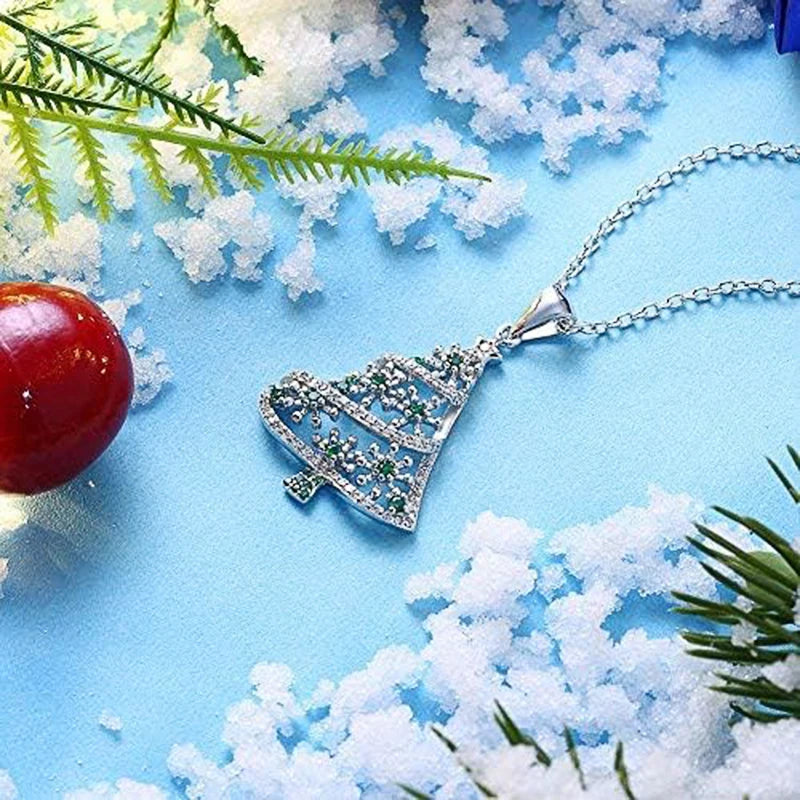 Huitan Christmas Tree Pendant Necklace – Cubic Zirconia Pendant Necklace Axl