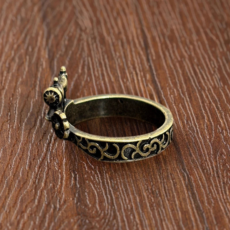 Huitan Vintage Sewing Machine Brass Ring – Antique Bronze Tone Fashion Ring Axl