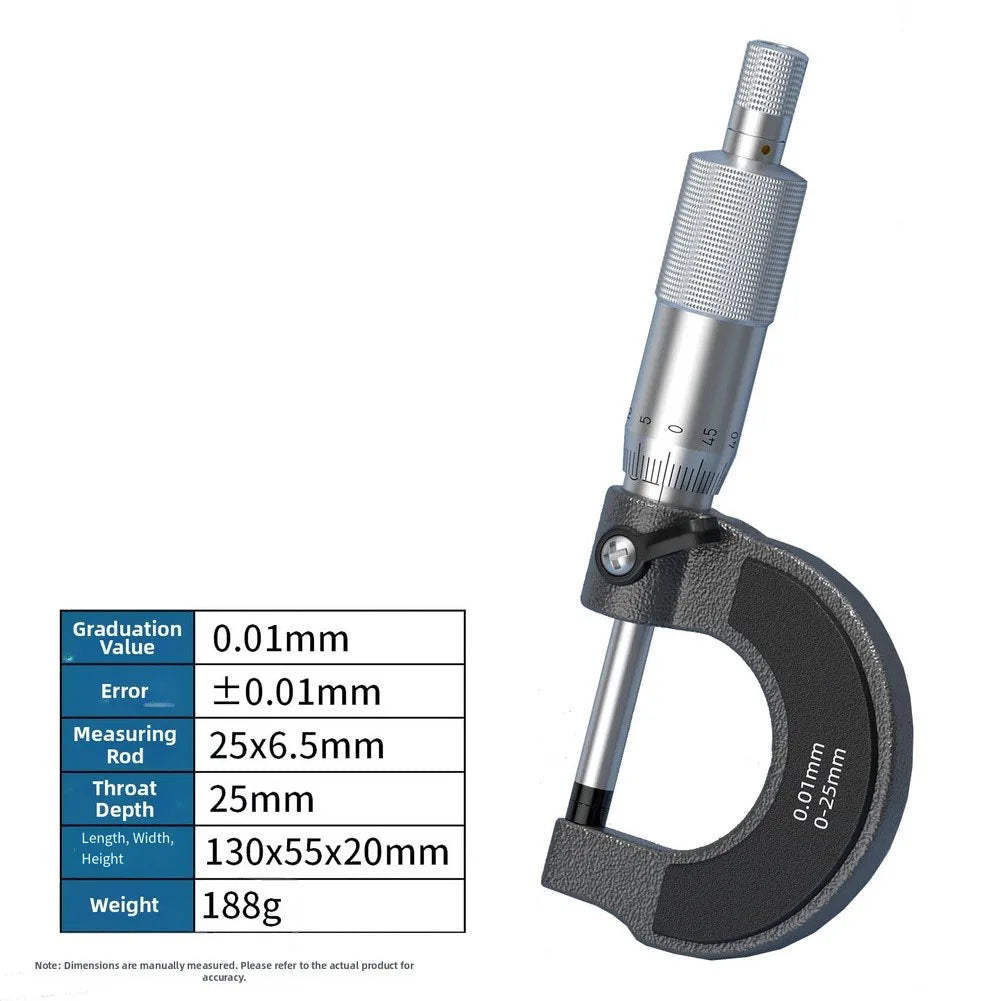 Outside Micrometer 0–25mm 0.01mm Precision Measuring Tool Outside Micrometer Axl