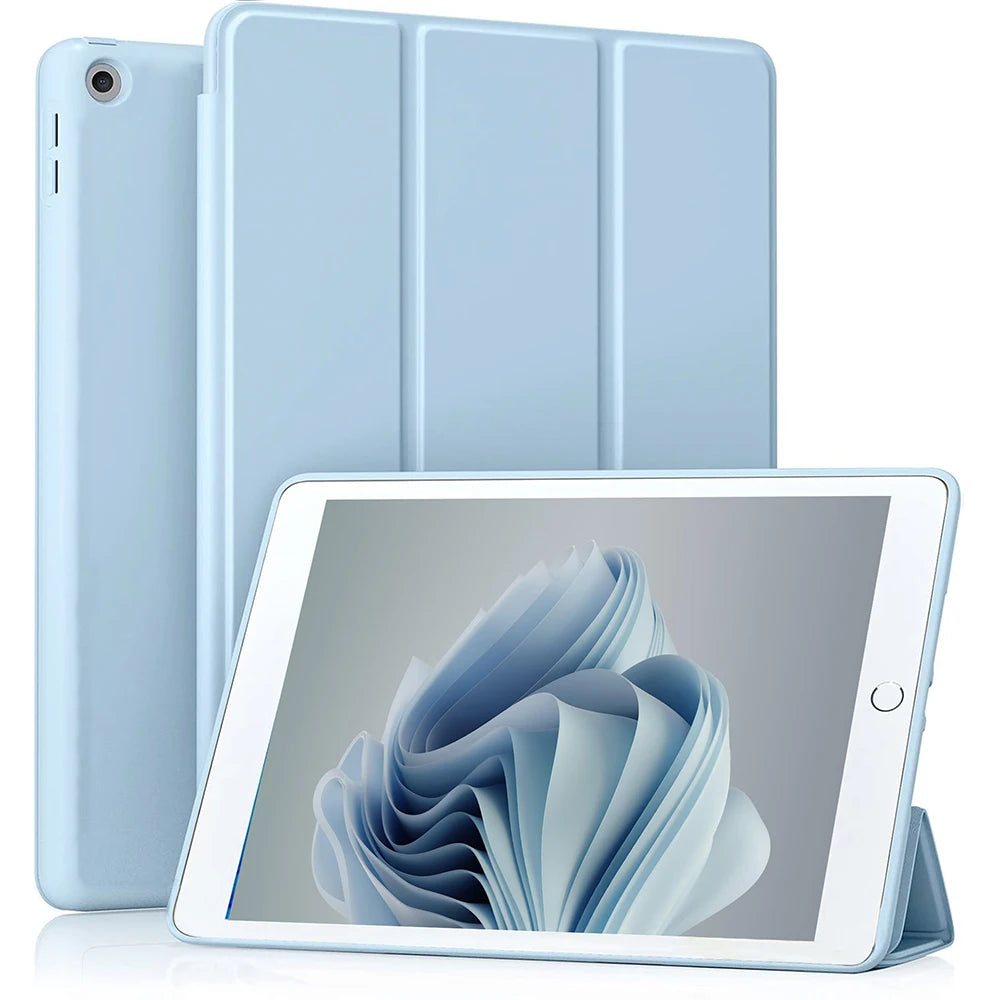Tri-Fold Smart Case iPad 9th/8th/7th Gen 10.2" + Pencil Slot Tablet Folio Case Axl Ice Blue