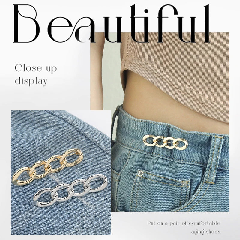 Adjustable Waist Tightener Clip – Metal Snap Button for Jeans Waist Adjuster Clip Axl