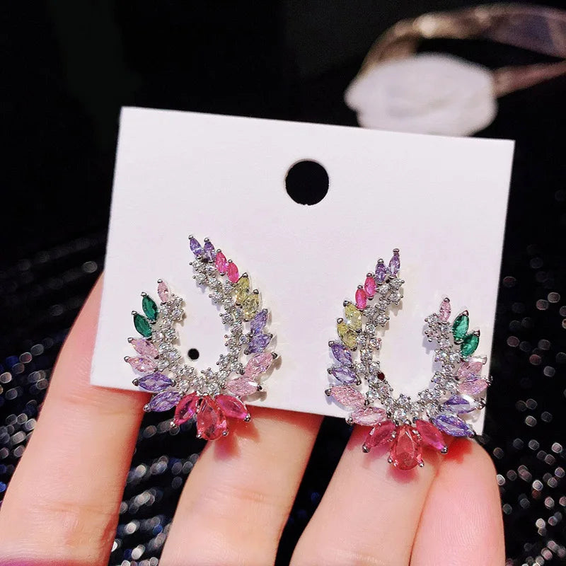 Huitan CZ Stud Earrings – Elegant Cubic Zirconia Wedding Jewelry CZ Stud Earrings Axl