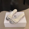 Women's Clear Crystal High Heel Sandals – Rhinestone PVC High Heel Sandals Axl Sliver 4.5CM 38