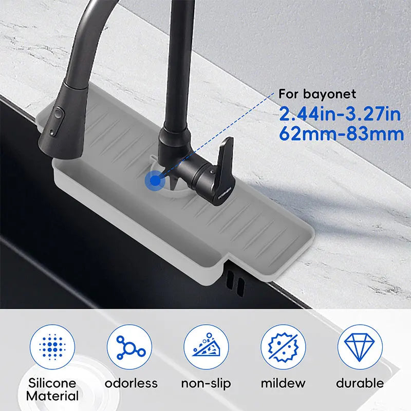 Silicone Sink Faucet Splash Guard Mat & Sponge Holder Sink Splash Guard Axl