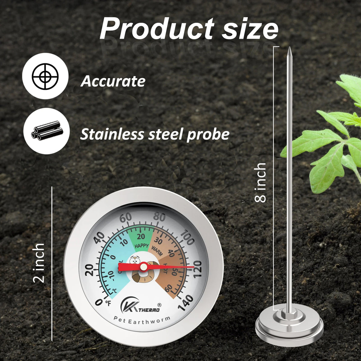 Soil Thermometer 20cm Stainless Steel Probe – Garden & Compost Soil Thermometer Axl