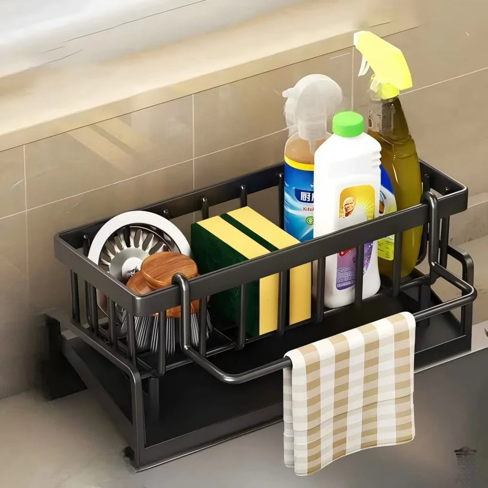 Tap-Mounted Spice Shelf & Sink Organizer with Drainage Rack Sink Organizer Shelf Axl