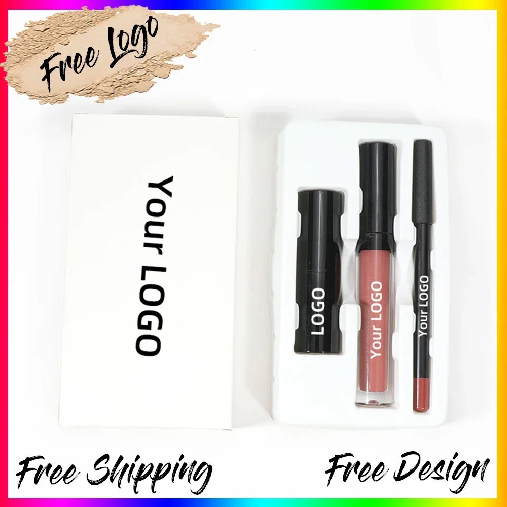 3-Piece Lip Kit – Lip Liner, Matte Lipstick & Gloss Set Lip Makeup Set Axl